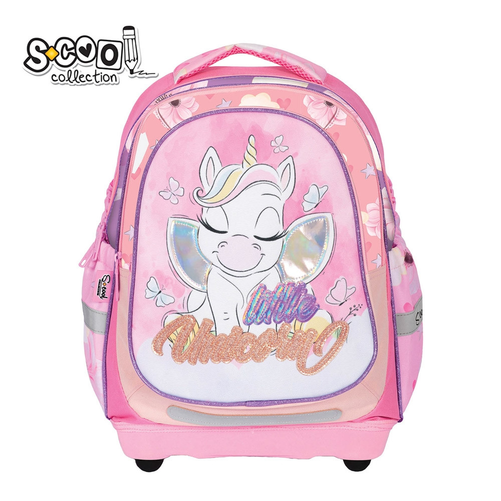 Ghiozdan anatomic LITTLE UNICORN, 1 compartiment principal, 2 buzunare, 3 benzi reflectorizante, sclipici, holograma, broderie - imagine 9